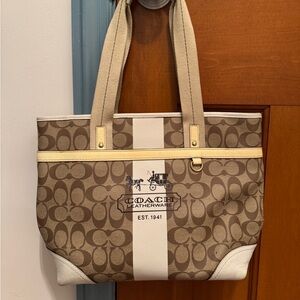 Coated Canvas Coach Tote
